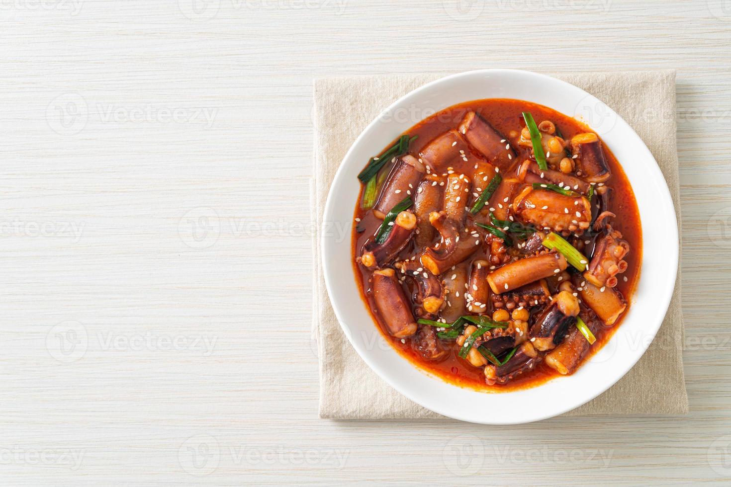 Stir-fried squid or octopus with Korean spicy sauce photo