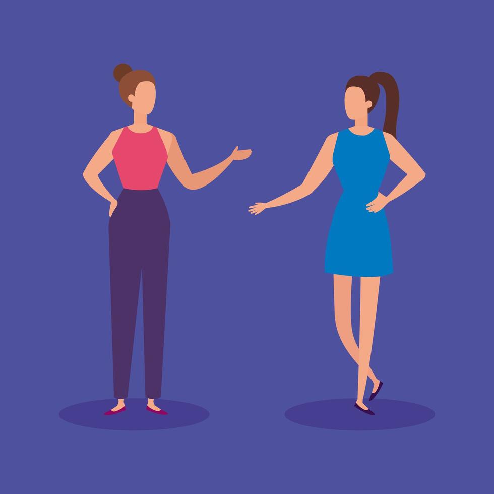 business women elegant avatar characters vector