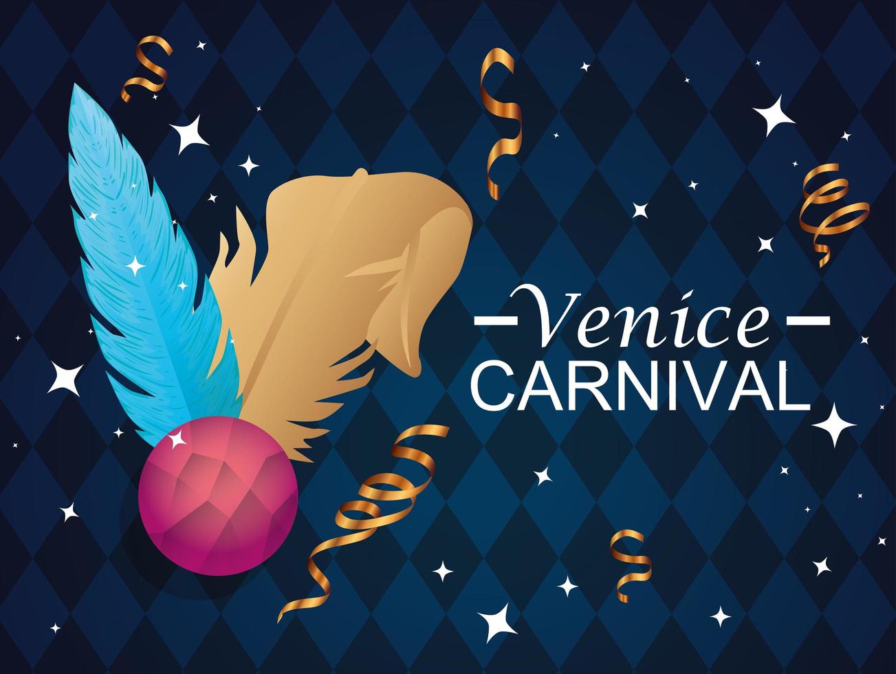 venice carnival with feathers and decoration vector