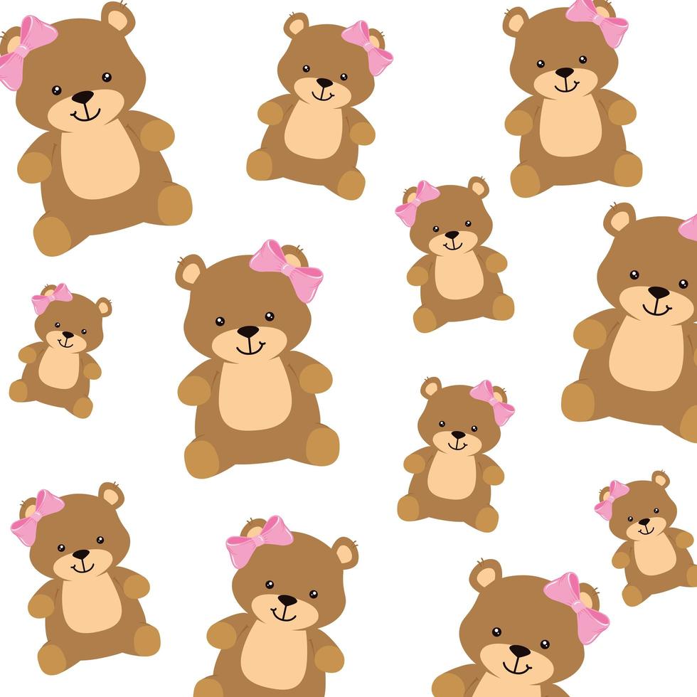 background of cute teddy bears female vector