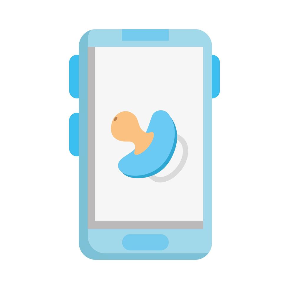cute pacifier baby in smartphone isolated icon vector