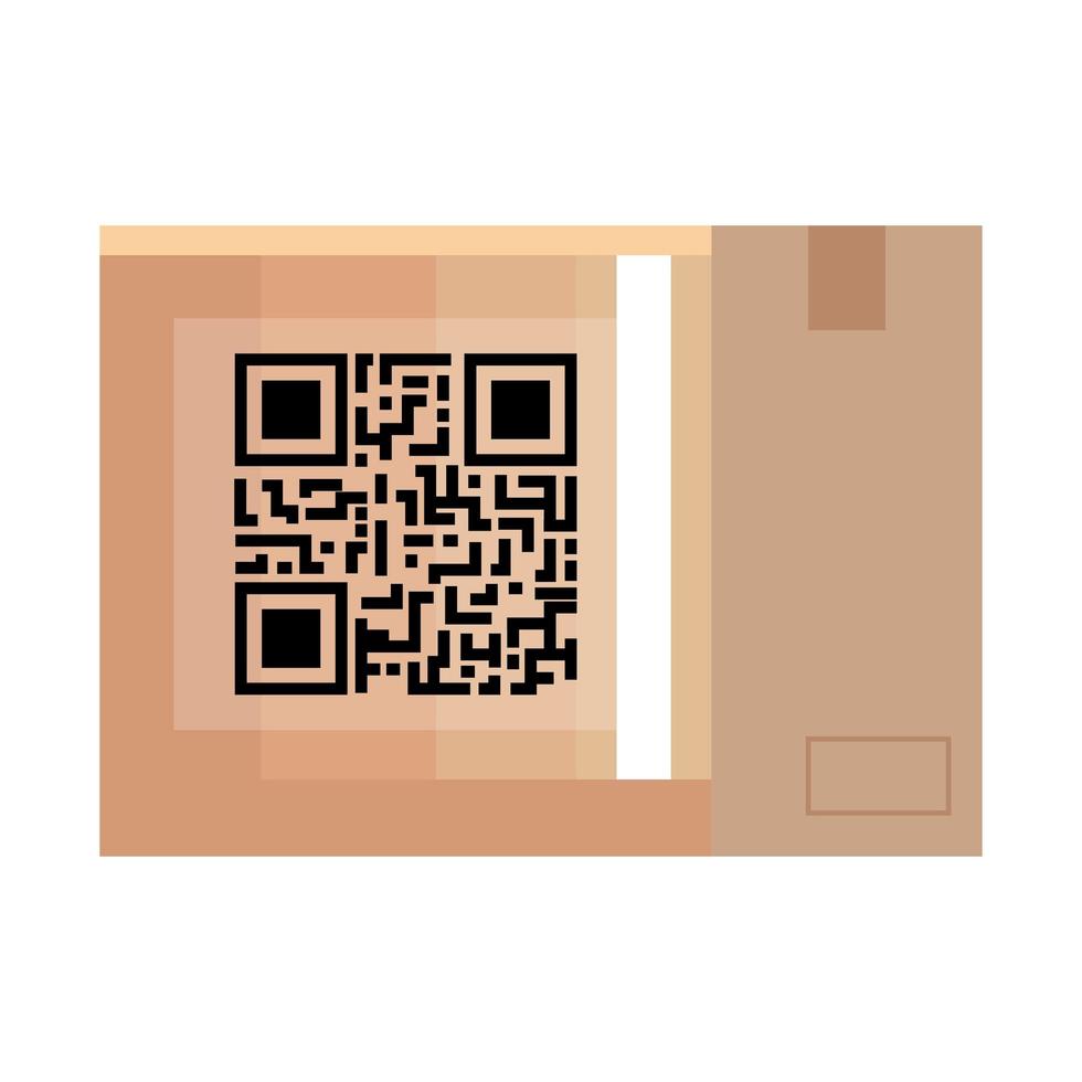 código qr sobre diseño de vector de caja