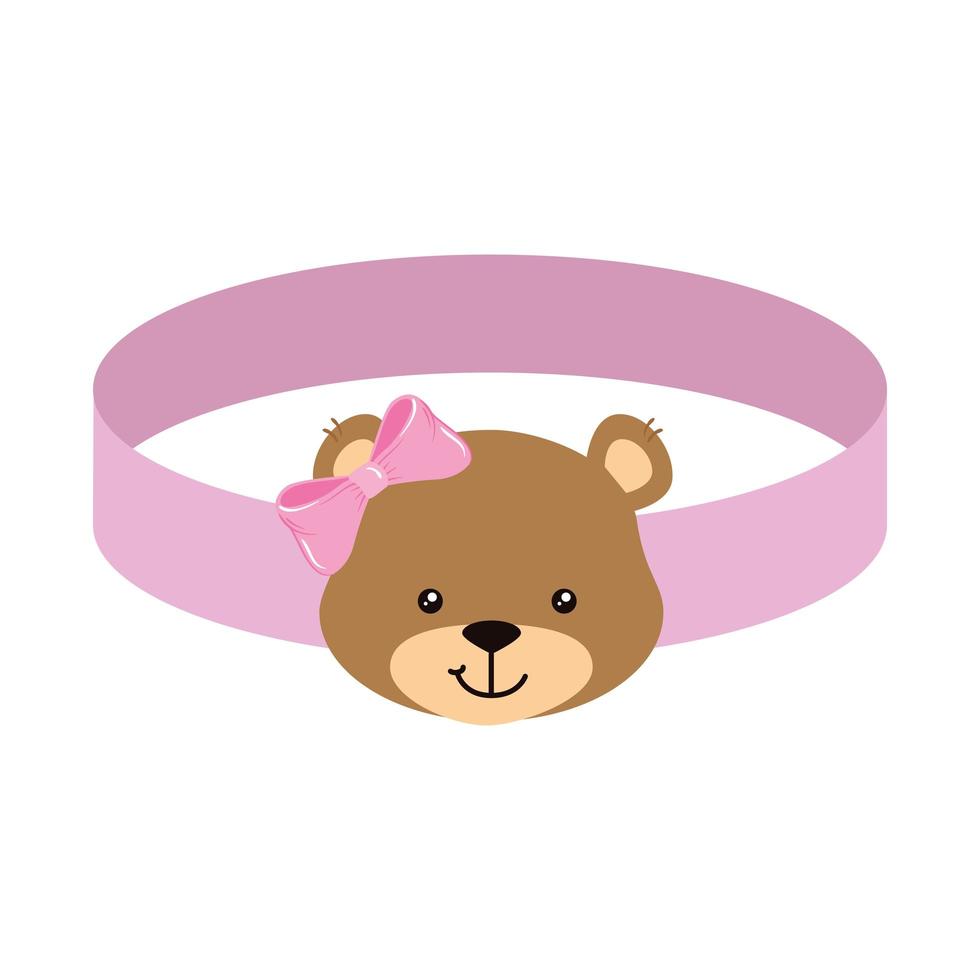 face of cute teddy bear female in bracelet vector