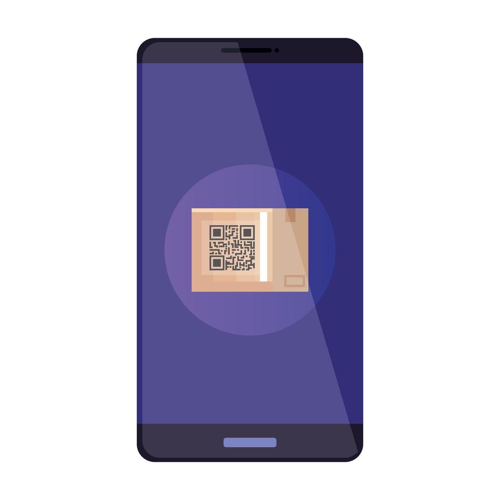 qr code box inside smarpthone vector design