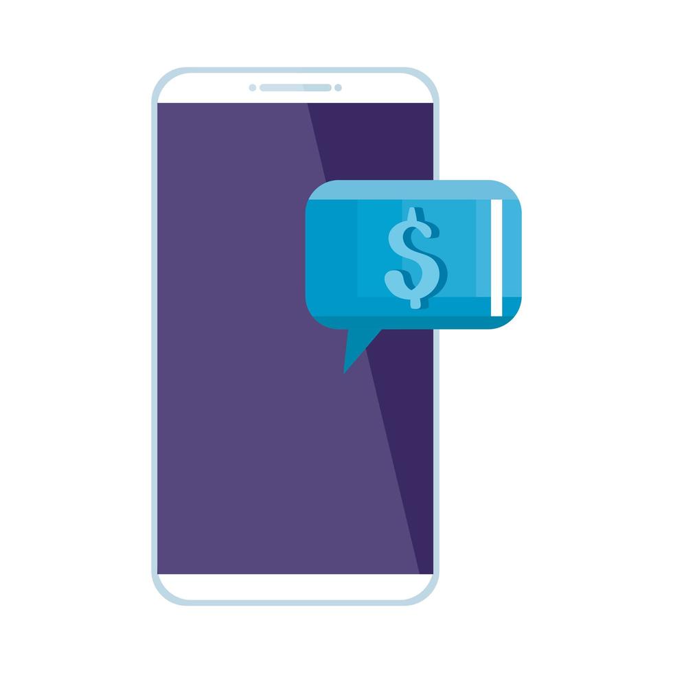 smartphone with dollar bubble vector design