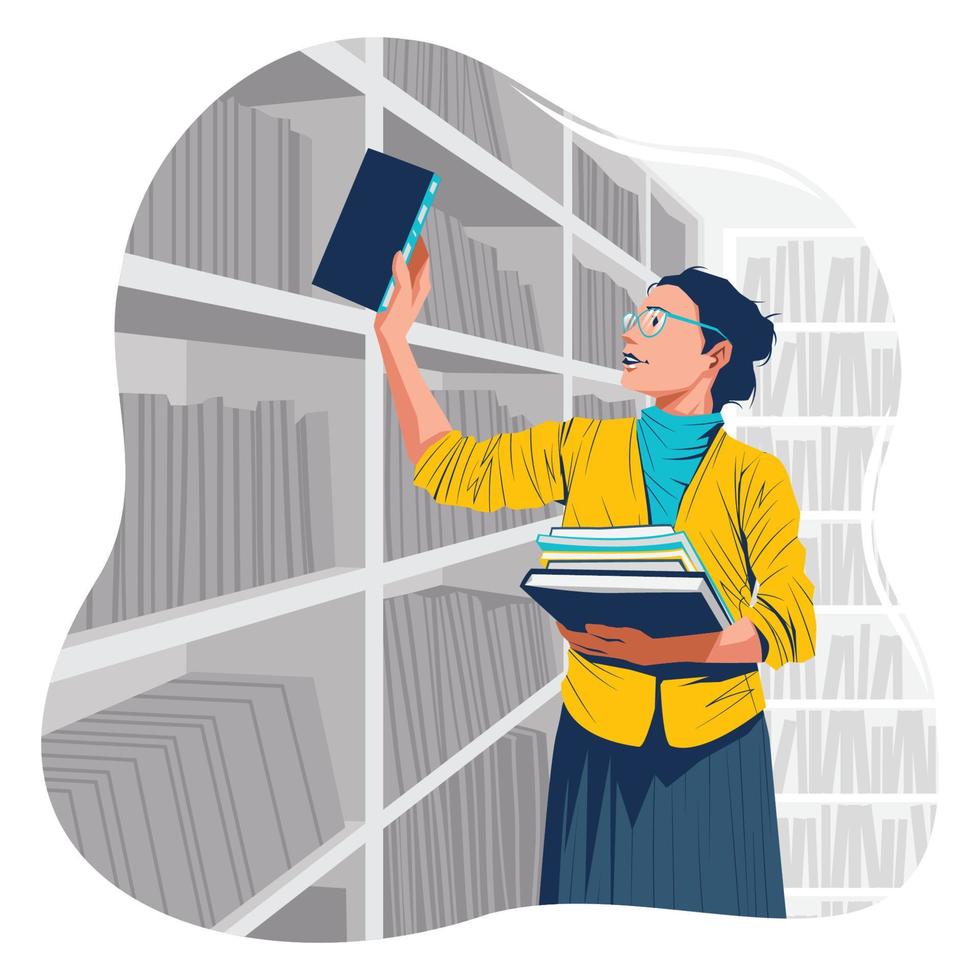 Woman Librarian Concept vector