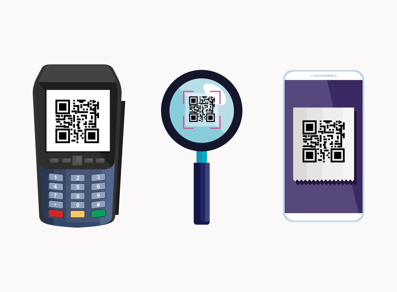 Establecer códigos e iconos de escaneo qr vector