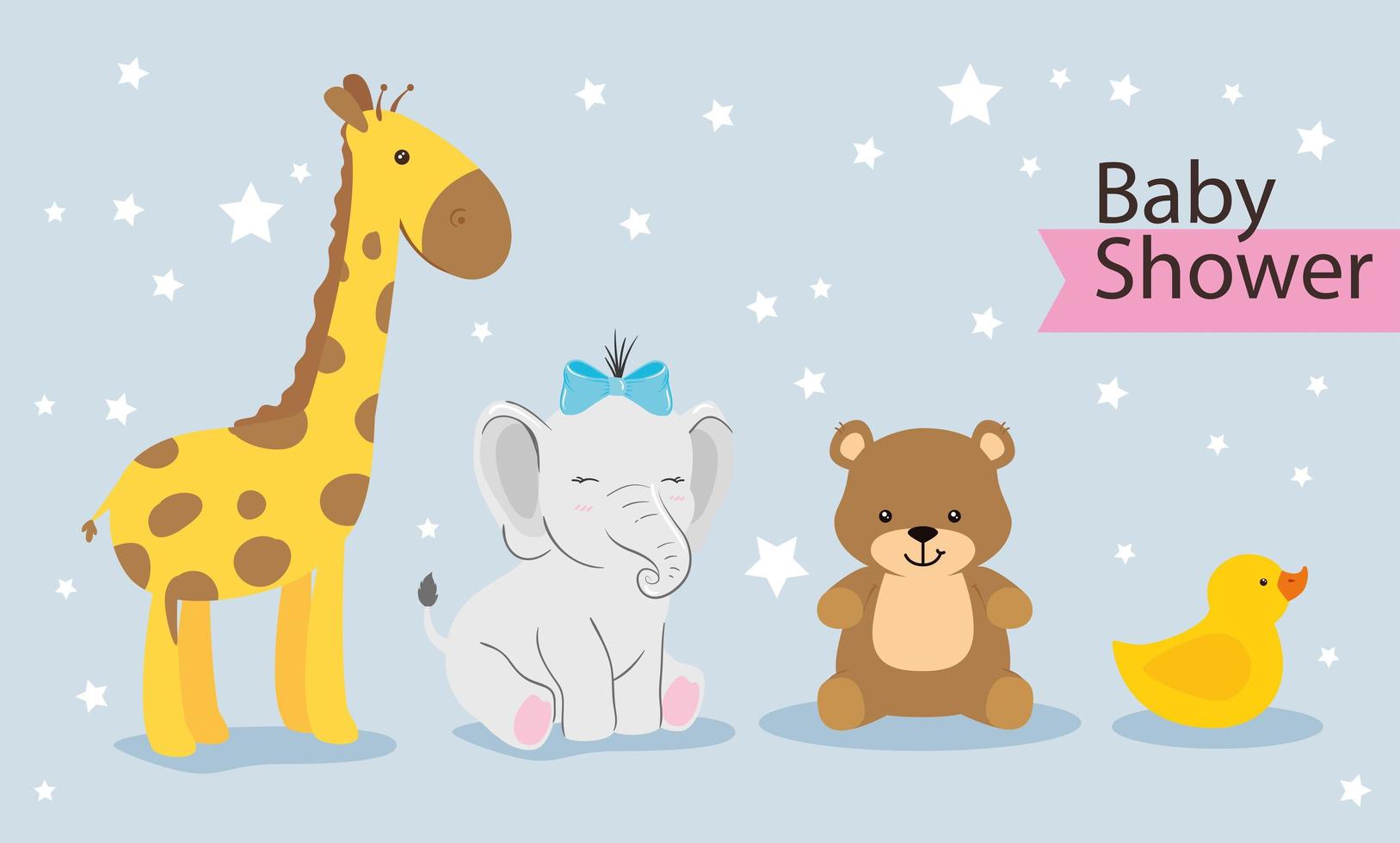 grupo de animales lindos para baby shower vector