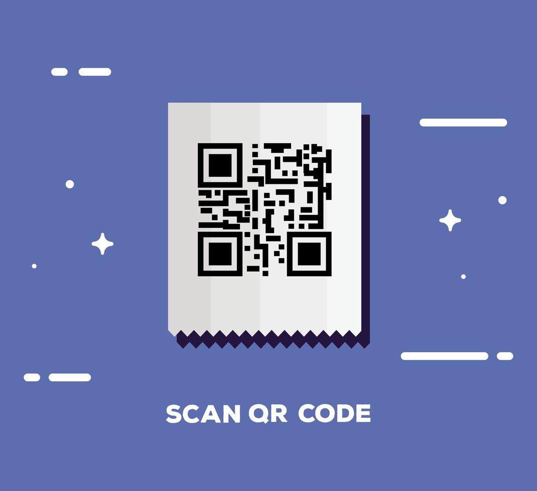 escanear el código qr en papel de cupón vector