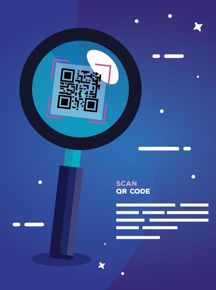 scan qr code with magnifying glass vector