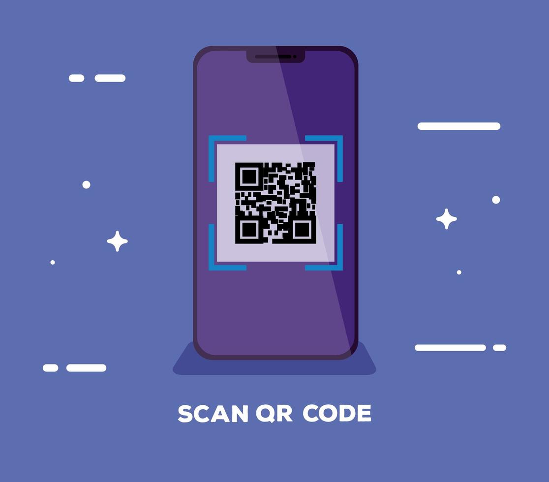 escanear el código qr con el dispositivo de teléfono inteligente vector