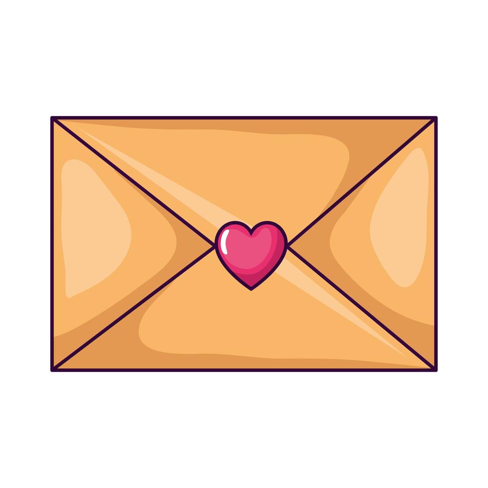 cute envelope with heart isolated icon vector