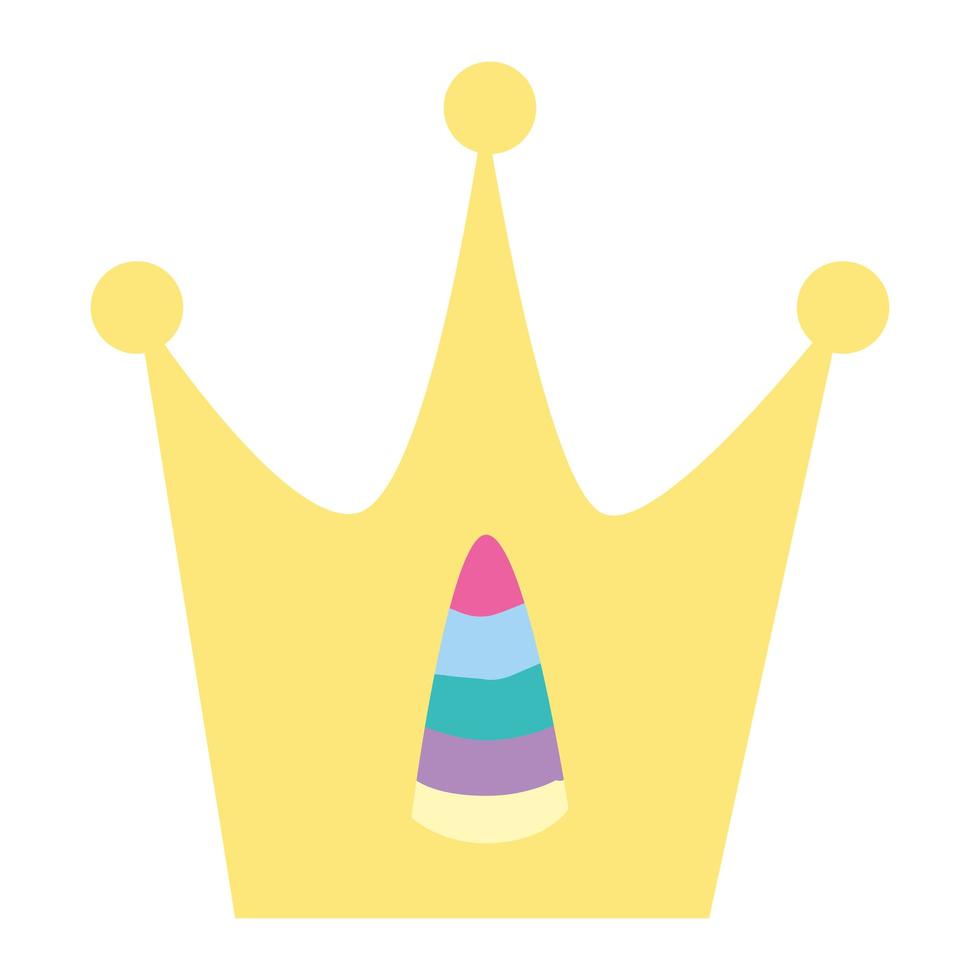 cute crown with horn of unicorn vector