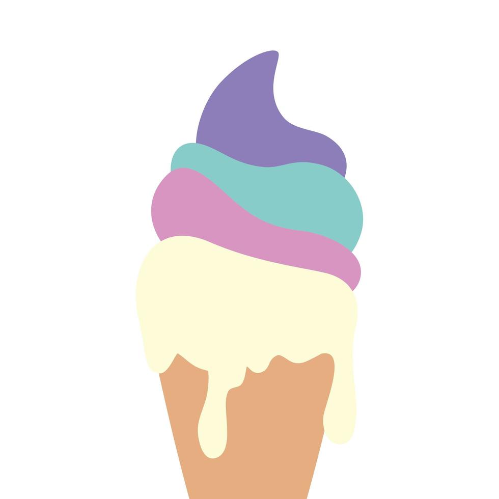 cute and delicious ice cream in cone vector