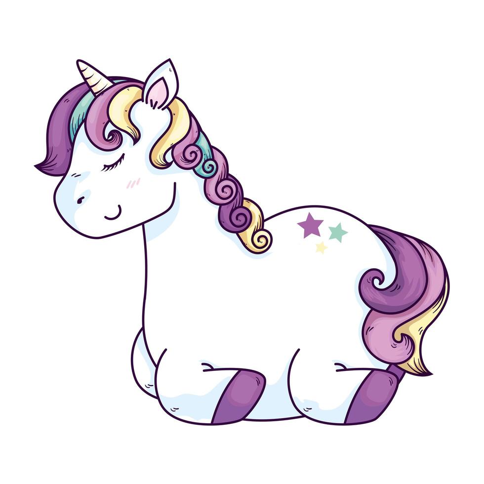 cute unicorn fantasy with stars decoration vector