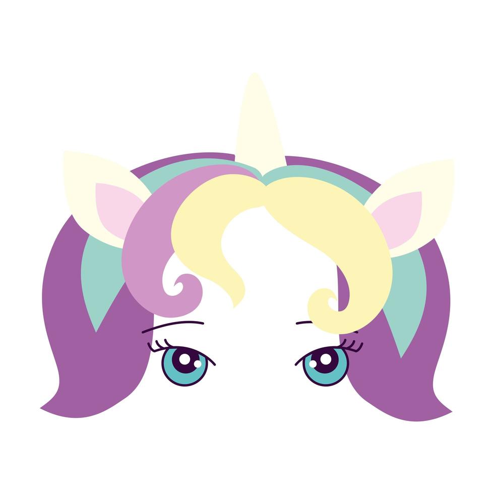 face of cute unicorn fantasy vector