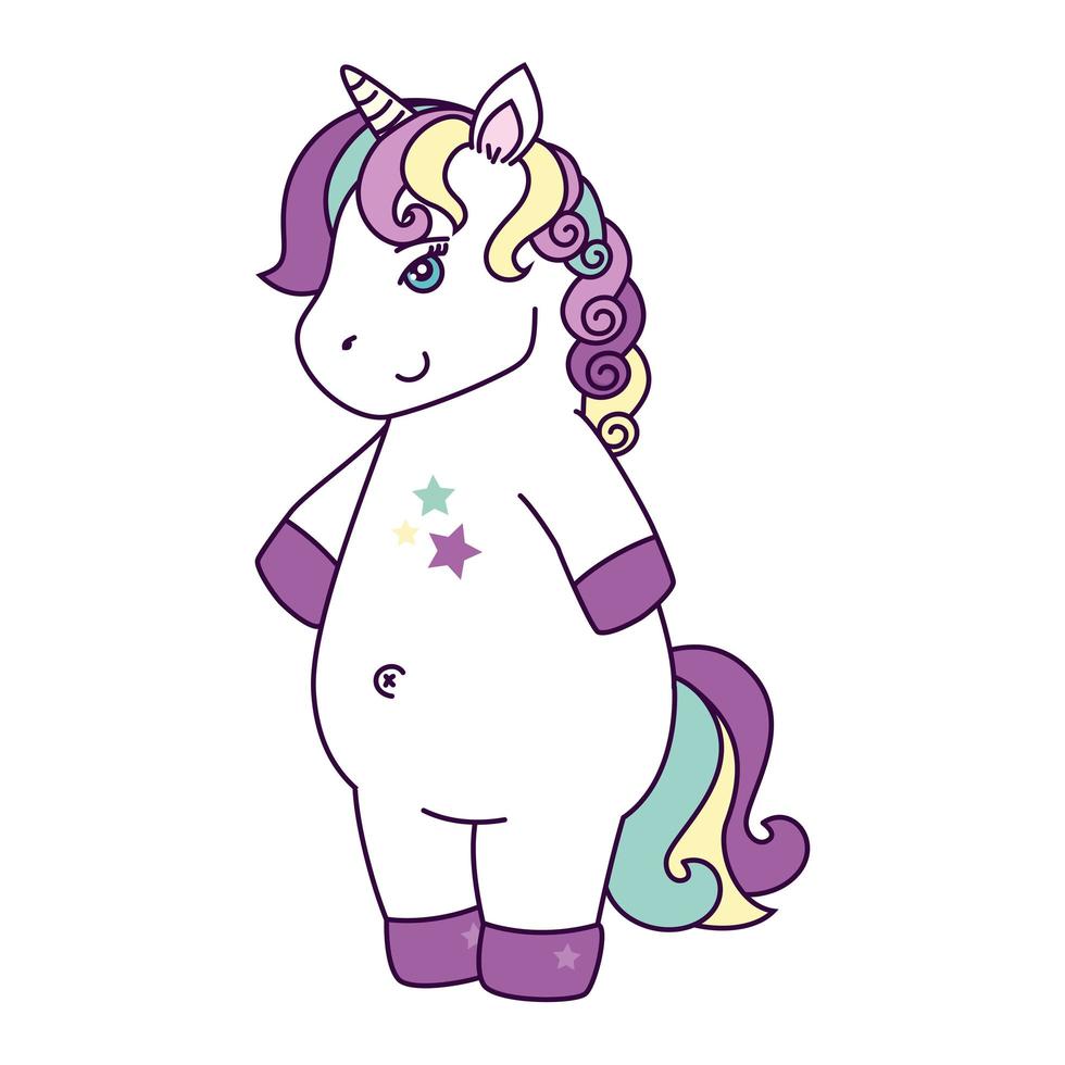 cute unicorn fantasy with stars decoration vector