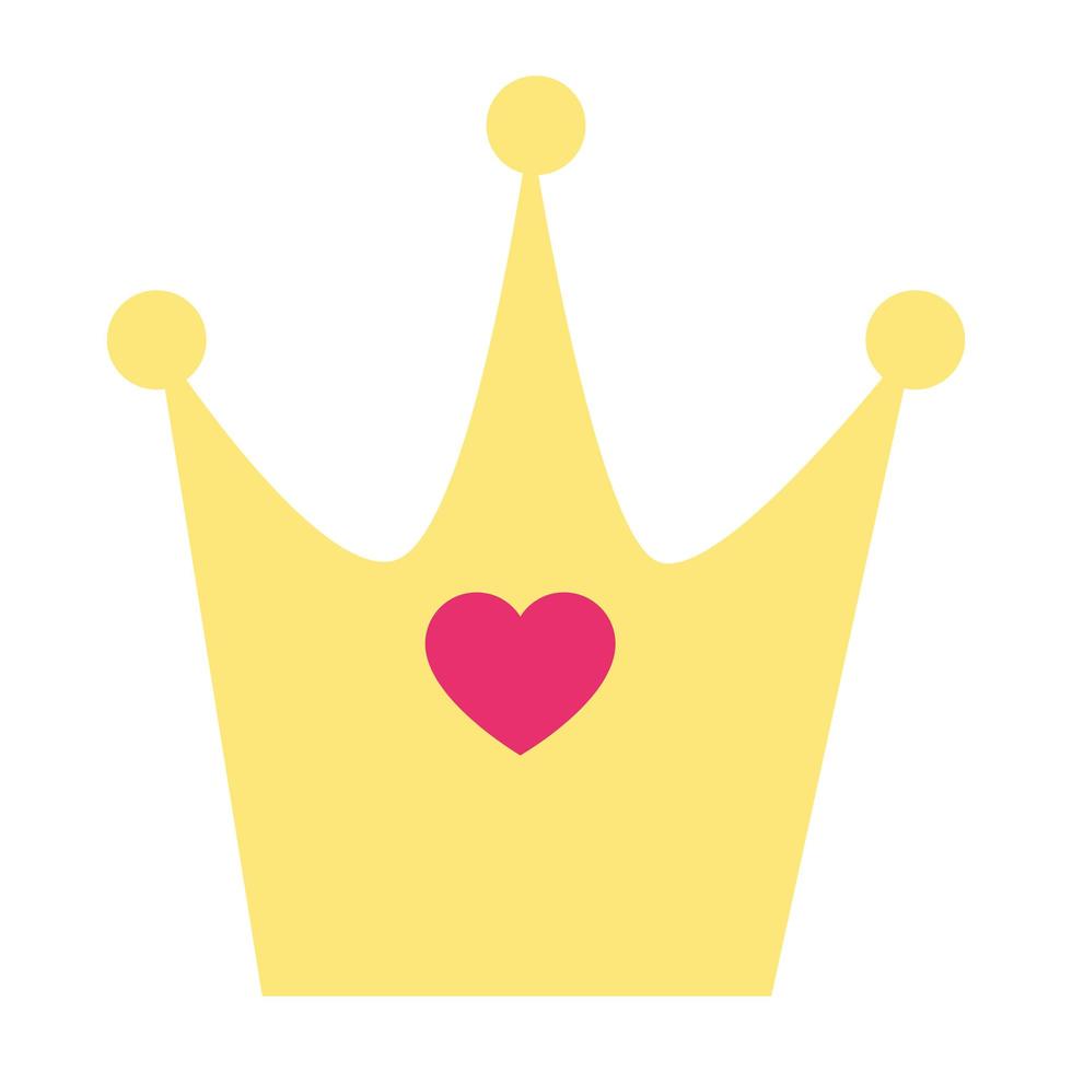 cute crown with heart isolated icon vector