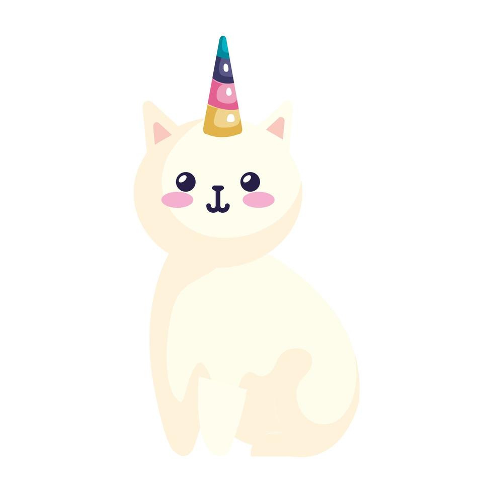 cute cat unicorn fantasy icon vector