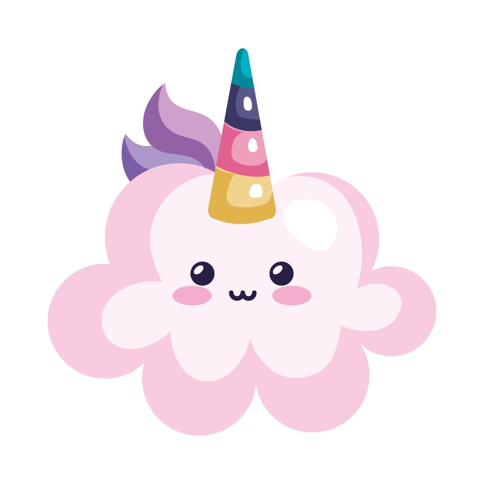 cute cloud unicorn kawaii style icon vector