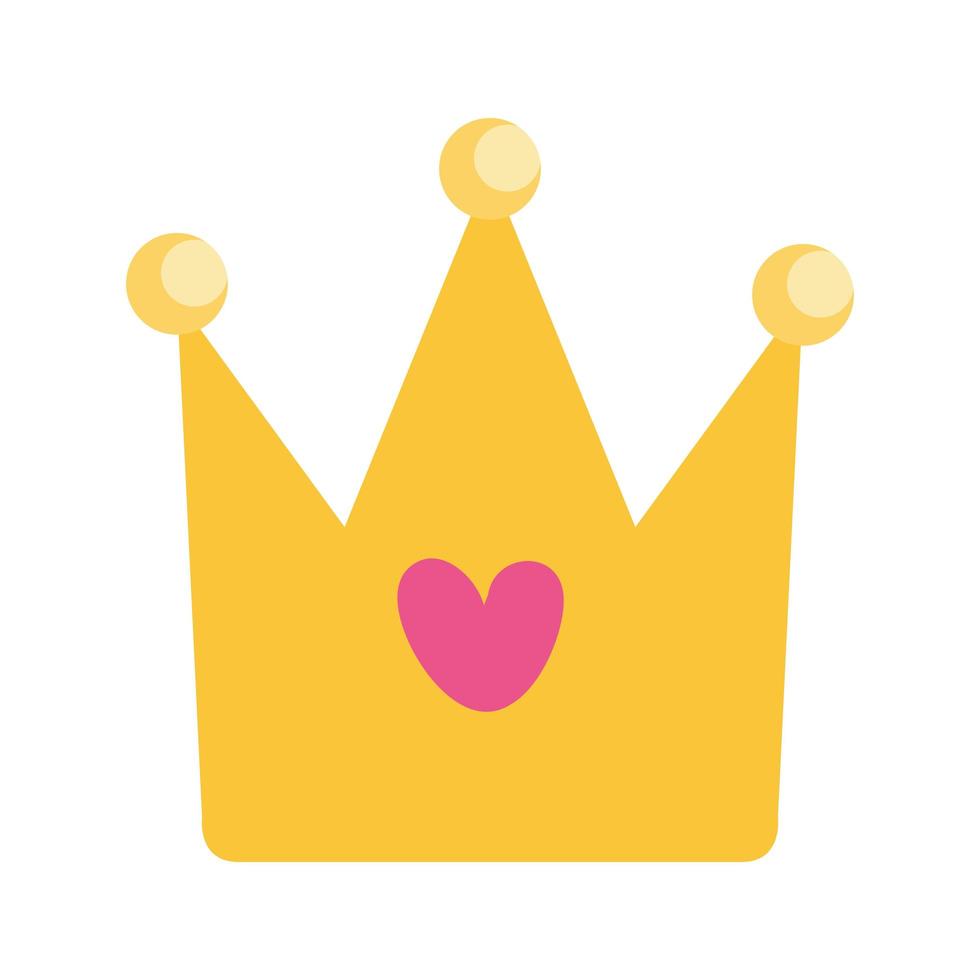 cute crown with heart isolated icon vector