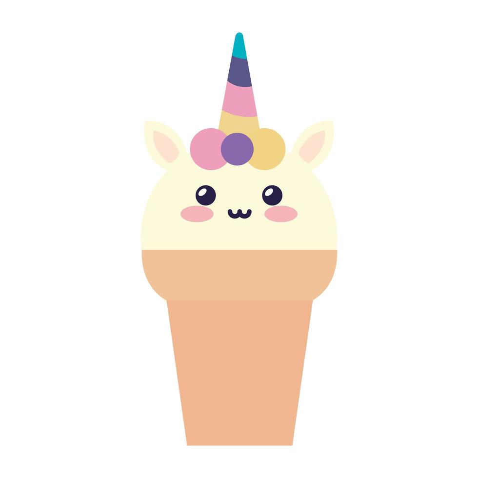 cute unicorn ice cream isolated icon vector