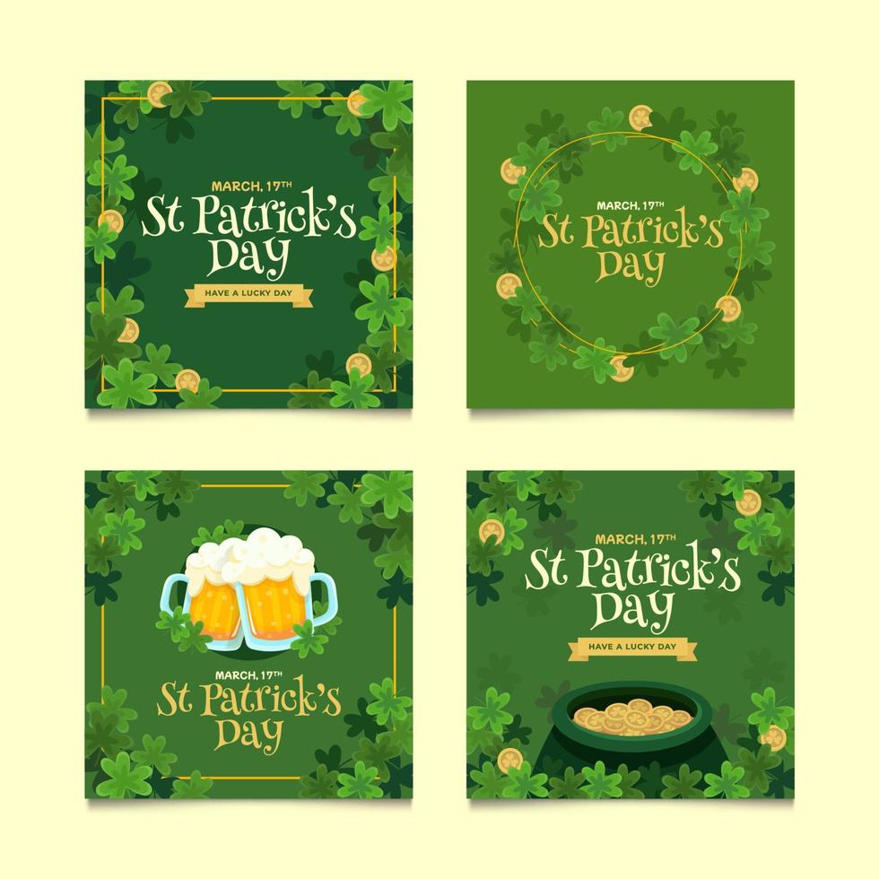 Set of St Patrick's Day Social Media Post Template vector