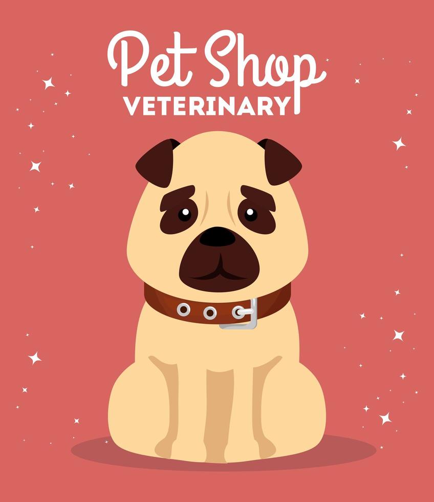 tienda de mascotas veterinaria con lindo perro vector