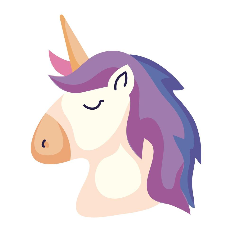 head of cute unicorn fantasy isolated icon vector