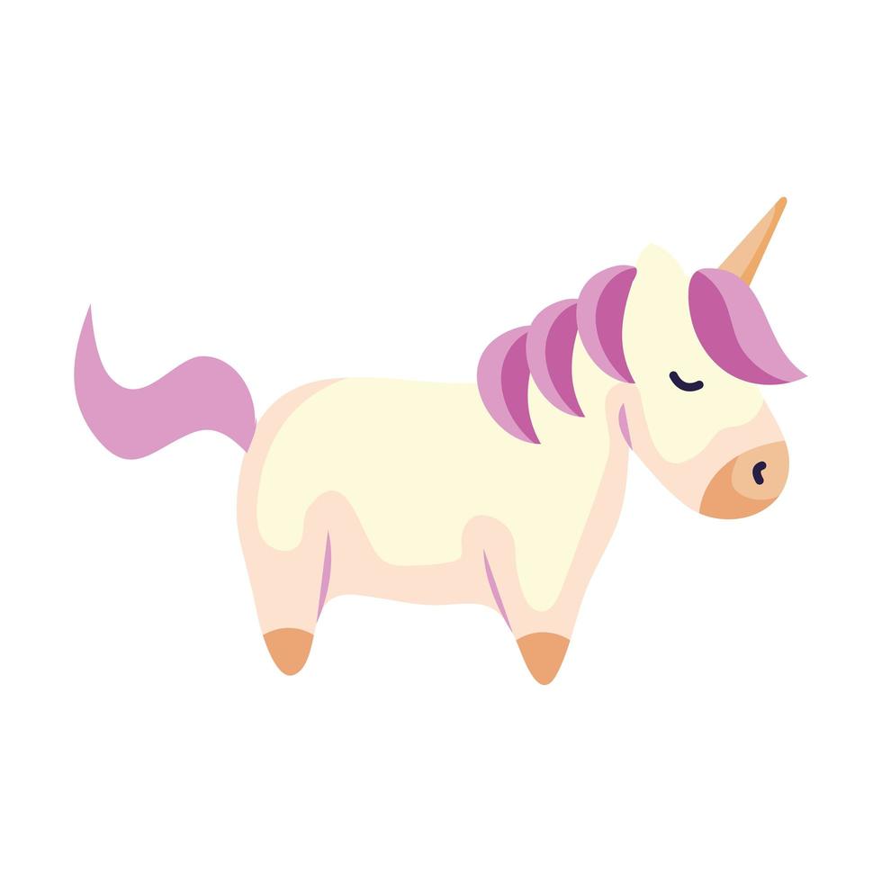 lindo, unicornio, fantasía, aislado, icono vector