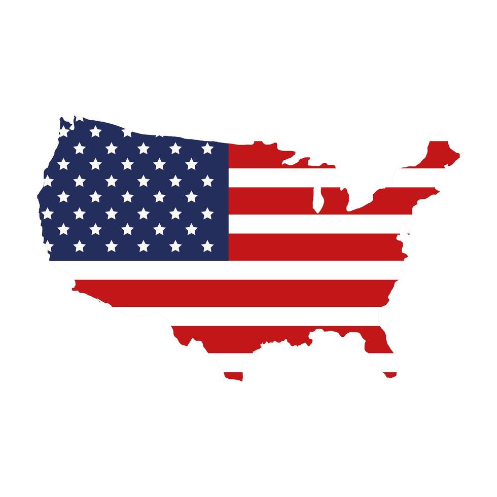 map of usa with flag isolated icon vector