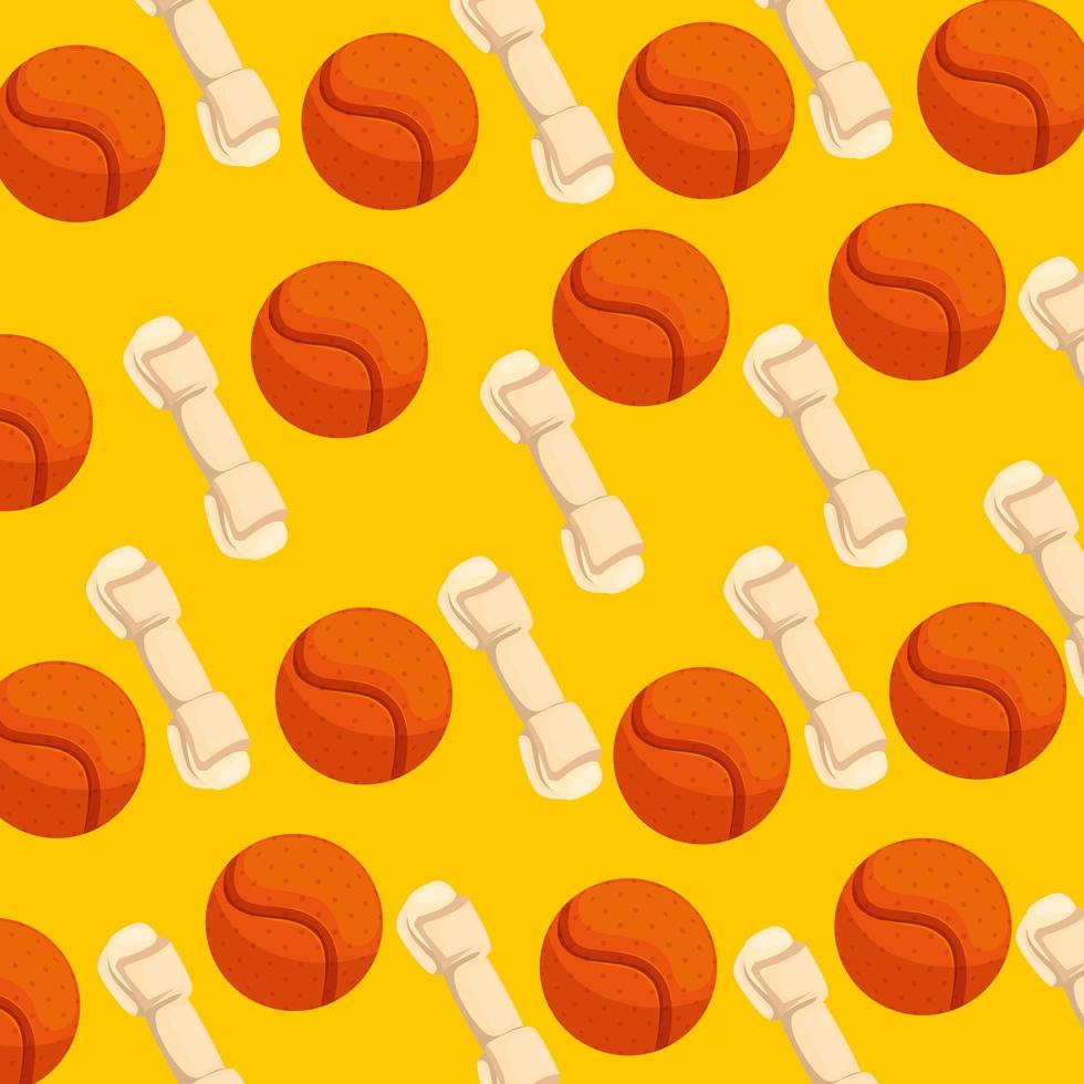 background of bones dog and balls toys vector