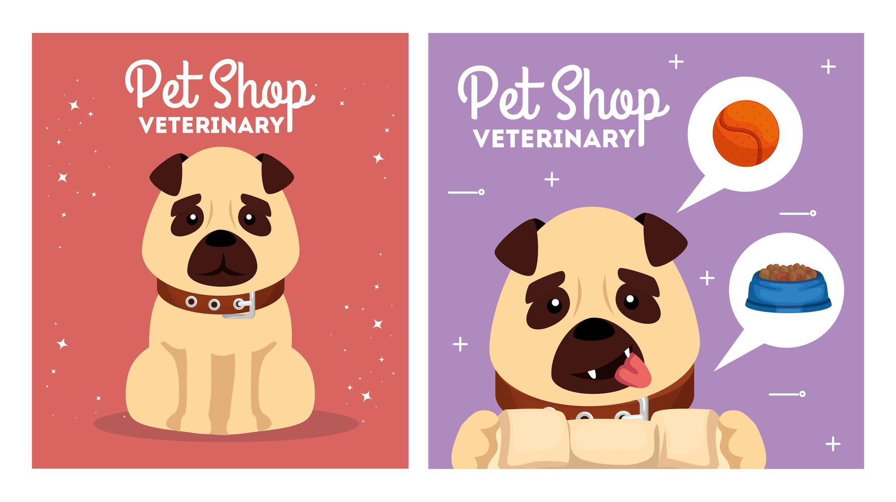 set poster of pet shop veterinary with icons vector
