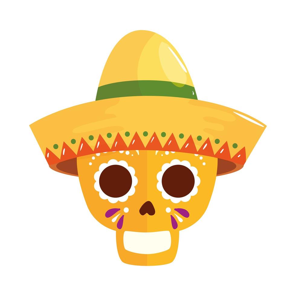 Isolated mexican skull with hat vector design