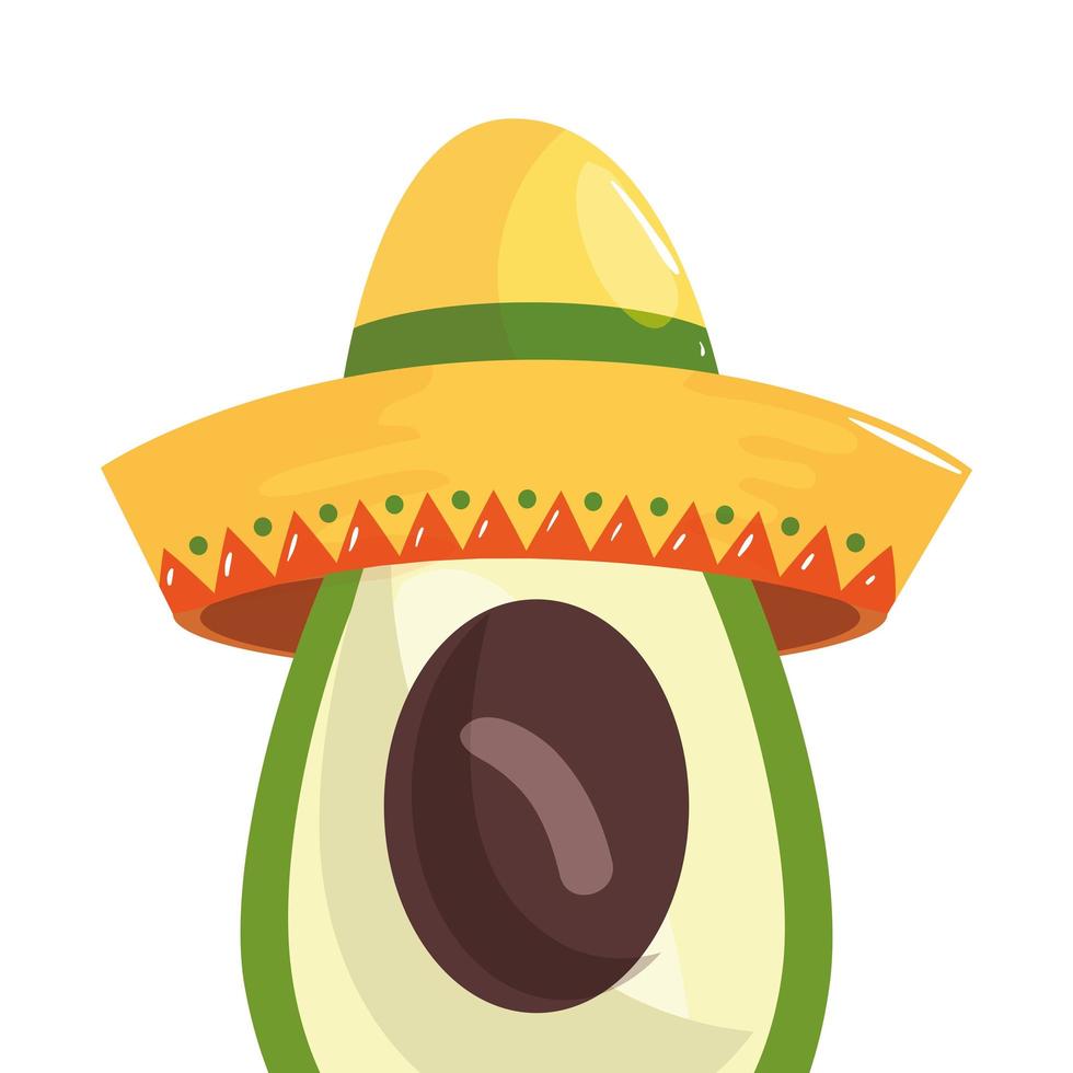 Isolated mexican avocado with hat vector design
