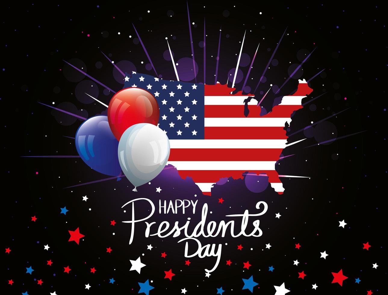 happy presidents day with map usa vector