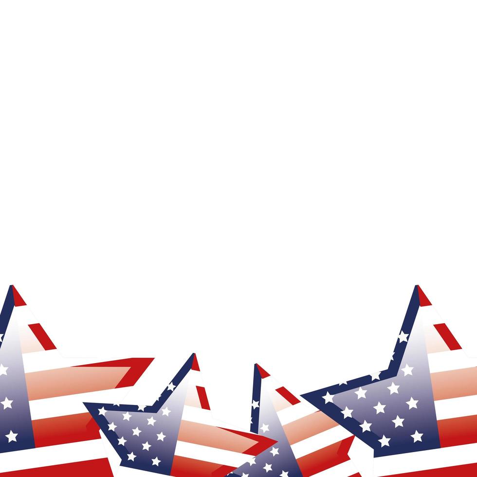 set of united states flags in shape stars vector