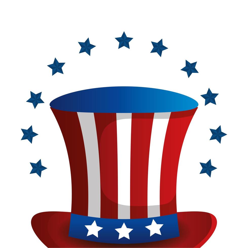 top hat traditional of usa with stars vector