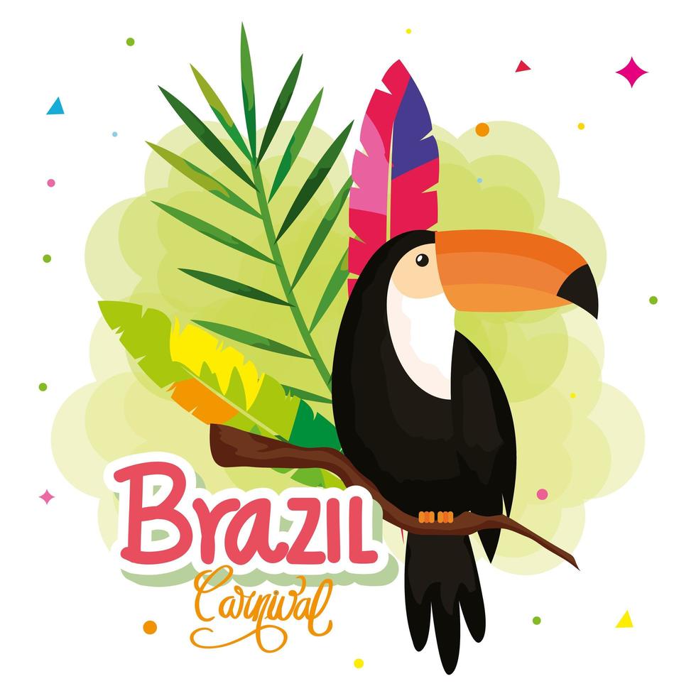 poster of carnival brazil with toucan and decoration vector