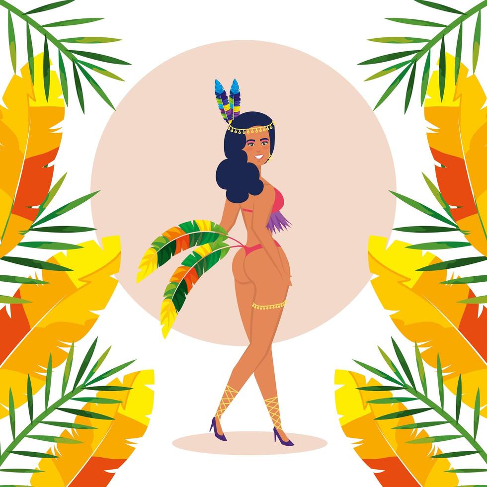 exotic dancer brazil woman with decoration vector