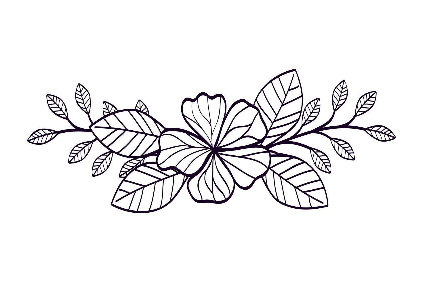 cute flower with branches and leafs line style icon vector