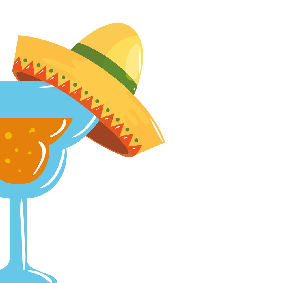 Cóctel mexicano aislado con diseño de vector de sombrero