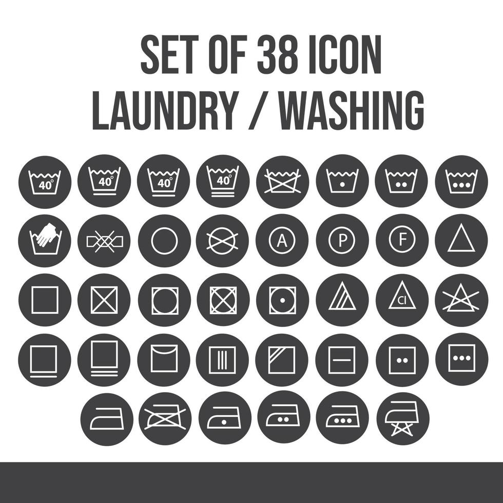 establecer icono de lavandería y lavado de ropa cuidado vector plano editable gratis