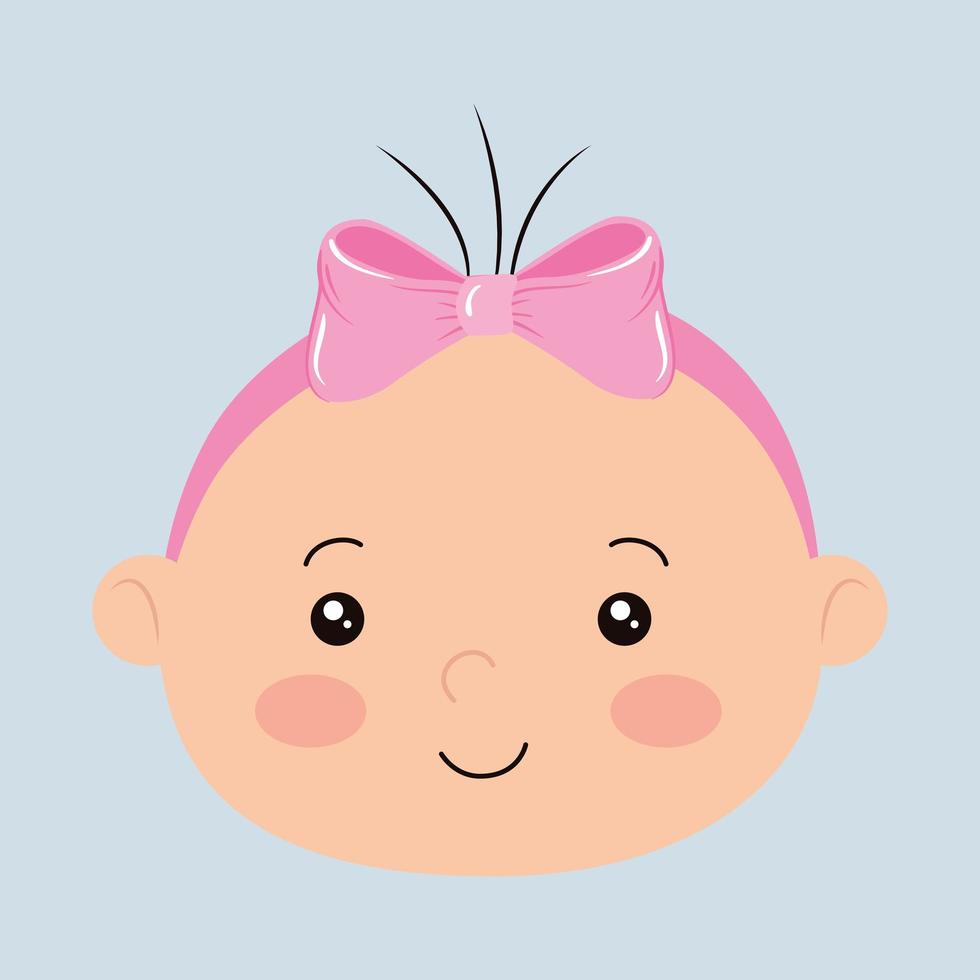 face of cute little baby girl vector