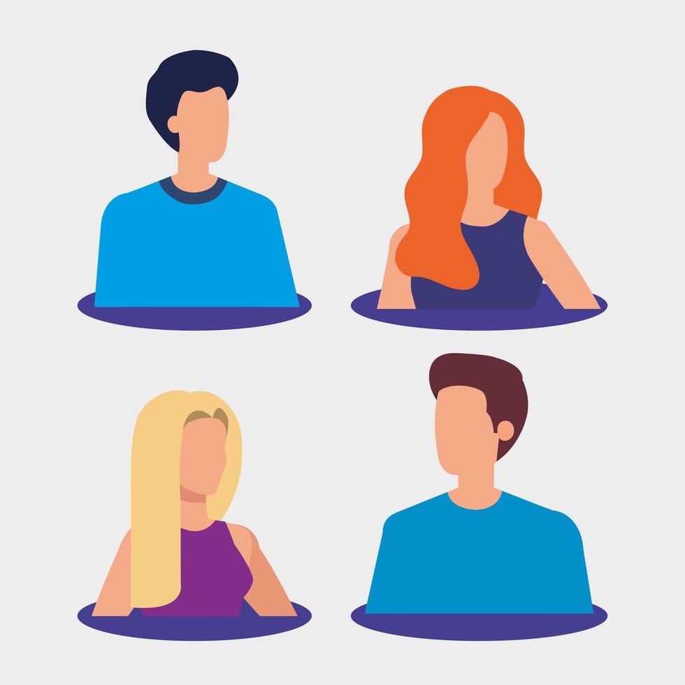 group of business people avatar characters vector