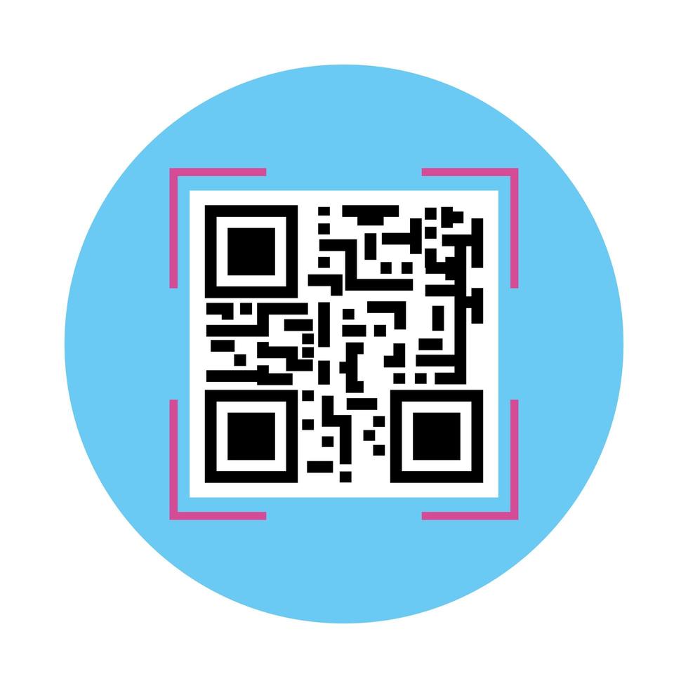 código qr clásico en marco circular vector