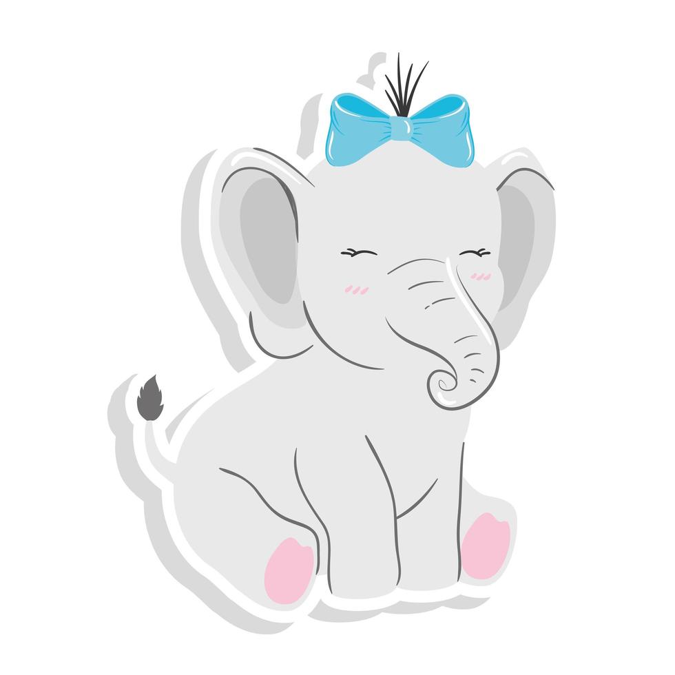 lindo, elefante, animal, aislado, icono vector