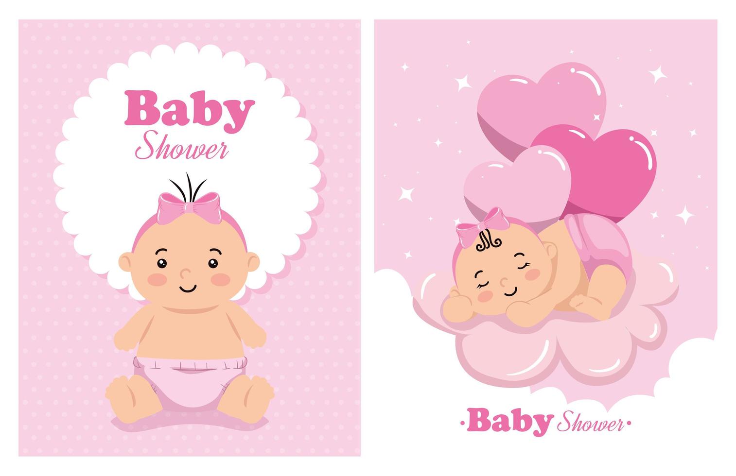 set of baby shower cards with decoration vector