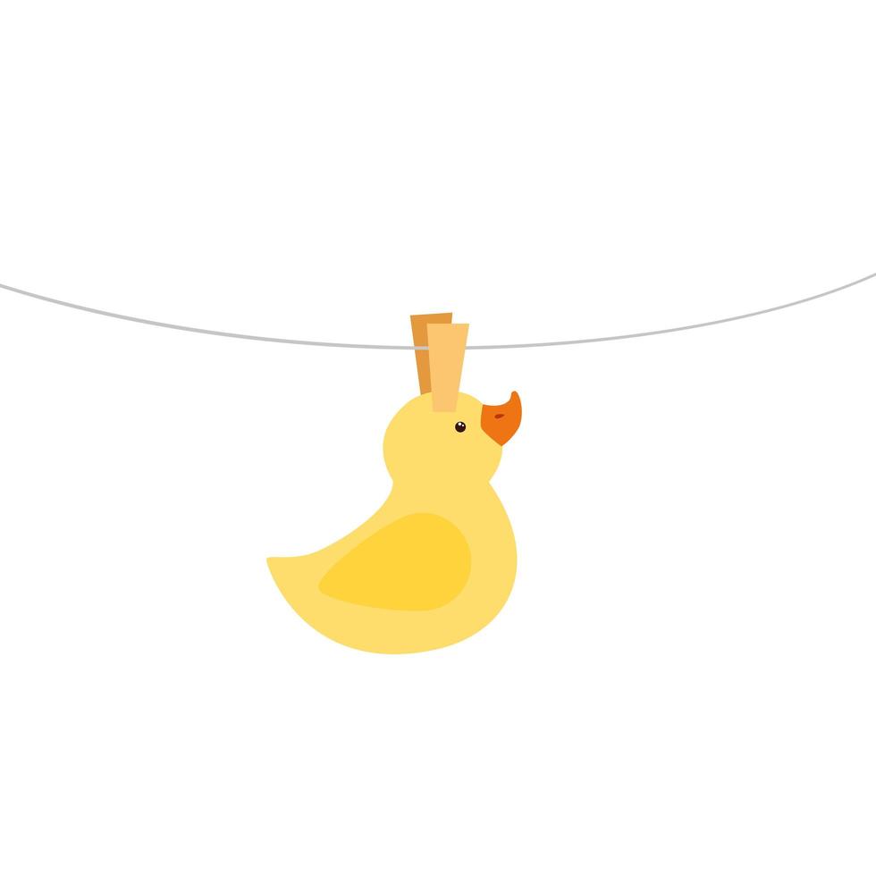 cute duck rubber hanging isolated icon vector