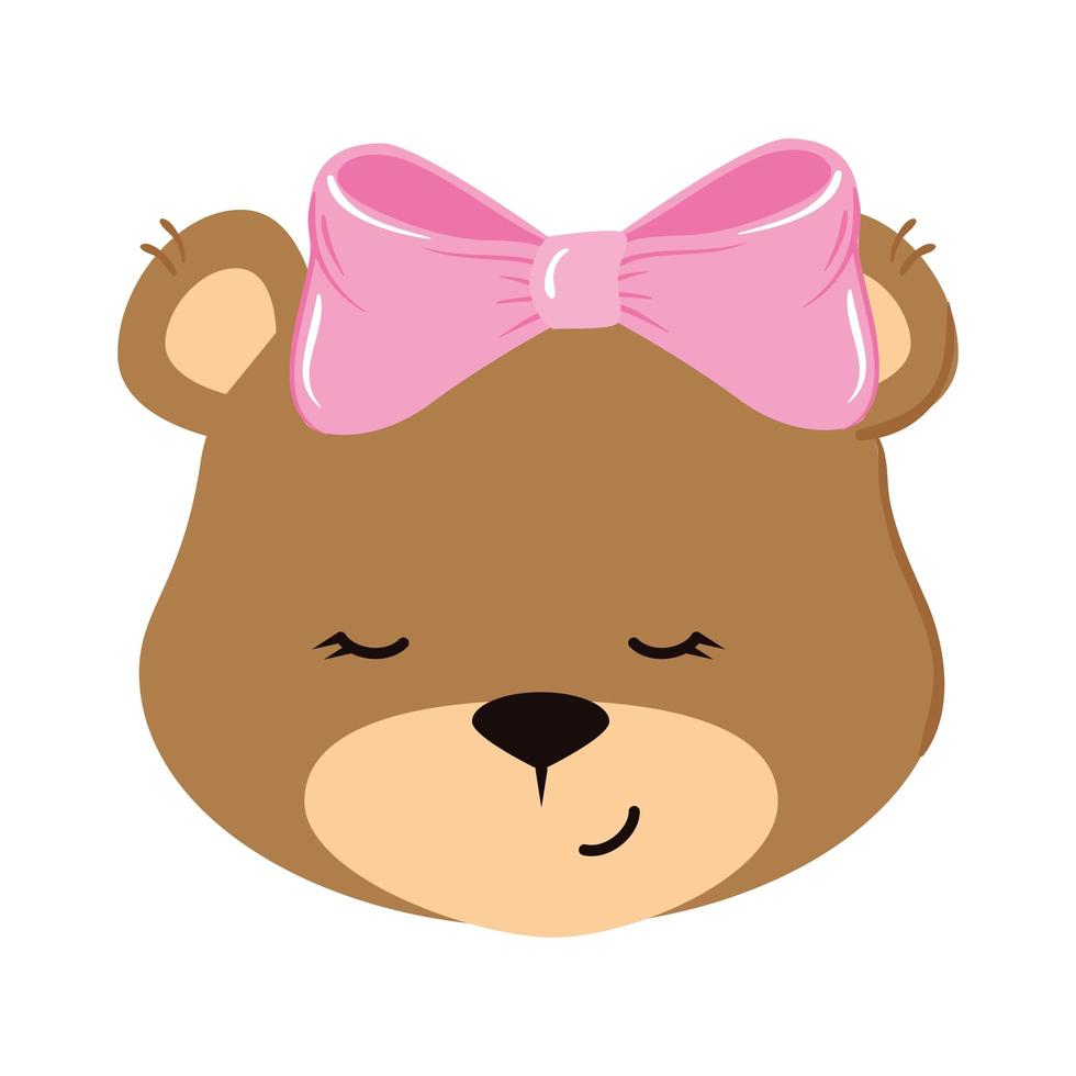 face of cute teddy bear female isolated icon vector